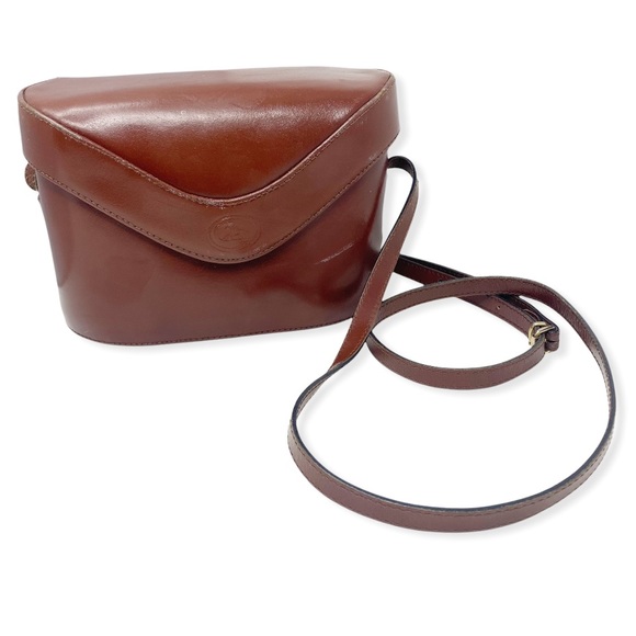Vintage Handbags - Crossbody Bag Leather Brown Boxed Structured Italy